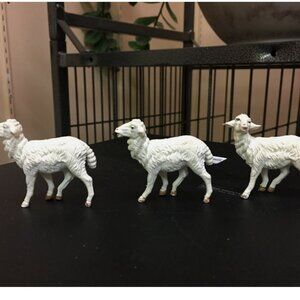 3 Antique Plastic Sheep Figures Made In Italy Manger Scene Creche